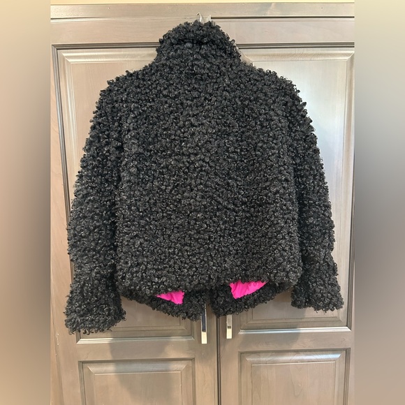 Gretchen Scott Curly Faux Lambswool Jacket in Black and Pink, Size S - Picture 2 of 8